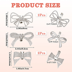 6 pièce 3 styles de décorations de chaussures en alliage de strass avec nœud papillon&nbsp;FIND-CP0002-22A