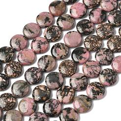 Natürliche flache runde rhodonite Perlen Stränge&nbsp;G-L246-10
