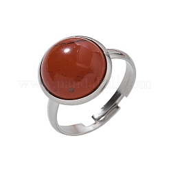 Bagues demi-rondes en jaspe rouge naturel&nbsp;X-RJEW-M062-01P-19