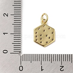 Colgantes de circonita cúbica transparente micro pavé de latón chapado en rack&nbsp;KK-B092-32G