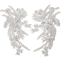 1 Paar Blumen aus Glas-Strass und Polyester mit Glasperlen zum Aufnähen auf geprägte Ornament-Accessoires&nbsp;DIY-CY0001-92