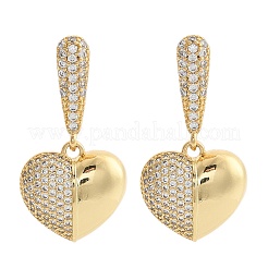 Orecchini pendenti in ottone micro pavé di zirconi cubici trasparenti per donna&nbsp;EJEW-F352-05G-01