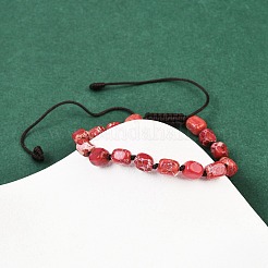 Bracelets tressés en perles de jaspe impérial naturel teinté pour hommes et femmes&nbsp;BJEW-D360-01A
