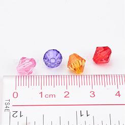 Mischfarbe gefärbt stämmig transparentem Acryl facettiert Doppelkegel Zwischenperlen Schmuck für Kinder&nbsp;X-DBB8mm