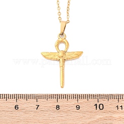 Colliers avec pendentif croix ankh avec ailes en acier inoxydable 304&nbsp;NJEW-H059-08G