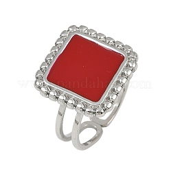 Anelli quadrati in acciaio inossidabile 304 smaltati per donna&nbsp;RJEW-G355-06P-02