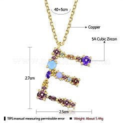 Colliers en laiton avec pendentif avec zircone cubique de micro pave&nbsp;NJEW-BB67040-E