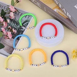 6 Stück 6 Stil Fimo Heishi Surfer Stretch Armbänder Set&nbsp;BJEW-SW00120