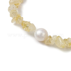 Braccialetti elastici in scaglie di citrino naturale per le donne&nbsp;BJEW-JB11343-02