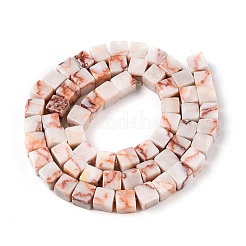 Fili di perline netstone rosso naturale&nbsp;G-T139-6x6-07A