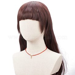 Set di collane di perline a forma di cuore in vetro stile 3 pz 3 e ottone&nbsp;NJEW-JN03965