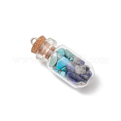 5 Stück 5 Stile Klarglas-Wunschflasche mit gemischten Edelsteinsplittern im Inneren Anhänger&nbsp;PALLOY-JF04164
