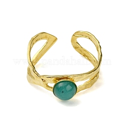 Anillos de dedo de amazonita natural redondos con revestimiento iónico (IP)&nbsp;RJEW-H233-01G-02