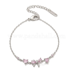 Bracelets à maillons en laiton avec zircone cubique de micro pave&nbsp;BJEW-Z122-01P