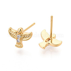 Latón micro pave aretes de circonita cúbica transparente&nbsp;KK-N263-26G