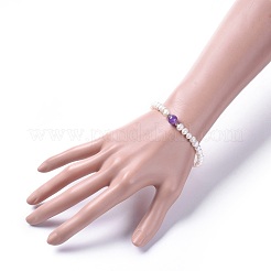 Braccialetti di perle d'acqua dolce naturali di grado elastico&nbsp;BJEW-JB04623-03