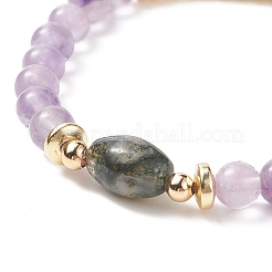 Ensemble de bracelets extensibles en laiton et pierres précieuses mixtes naturelles et synthétiques de style 7 pièces 7&nbsp;BJEW-JB08997