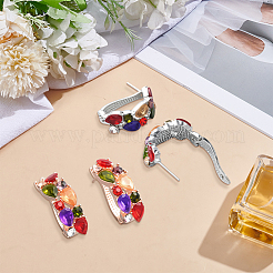 2 Paar 2 Farben Legierung Micro Pave bunte Zirkonia Ohrstecker&nbsp;EJEW-GO0003-17