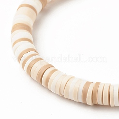 Bracciale elasticizzato con perline heishi in argilla polimerica da donna&nbsp;BJEW-JB07207-04