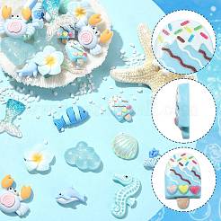60 Stück 10 Stile Strandmotiv undurchsichtige Harz-Cabochons&nbsp;RE-FS01E3-01