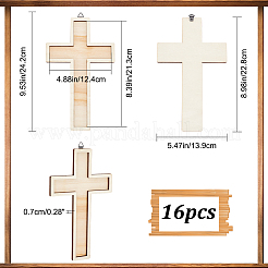 Doppelschichtige Kreuzwand-Anhängerdekorationen aus Holz&nbsp;HJEW-WH0036-75