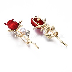 Rosenblüten-Emaille-Pin mit Kunststoffperle&nbsp;JEWB-N007-051