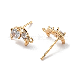 Accessoires de puces d'oreilles en laiton zircone cubique transparente&nbsp;LS-KK-A238-01D-G