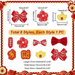 Chinesisches neujahr bowknot blumentuch alligator haarspangen set&nbsp;OHAR-WH0021-31D