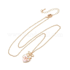 Collana con ciondolo a forma di cuore con angelo e fiocco in ottone smaltato&nbsp;KK-CBAF5B9-03G