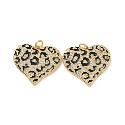 Cuore con motivo leopardato charms in ottone con micro pavé di zirconi chiari&nbsp;KK-G435-35G