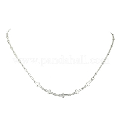 Collares de cadena con cruz religiosa de acero inoxidable 304 para mujer&nbsp;NJEW-JN06157