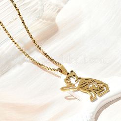 Colliers avec pendentif en forme de chien en acier inoxydable 201&nbsp;NJEW-P327-06G