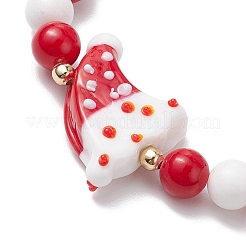 Bracelets extensibles en jade mashan naturel et perles lawmwork sur le thème de Noël pour femmes&nbsp;BJEW-JB11148-02