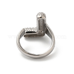 Bague en laiton avec lettres micro pavées&nbsp;RJEW-N046-03L-P