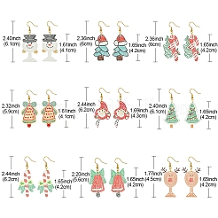 4 paire de boucles d'oreilles pendantes en laiton de Noël pour femmes&nbsp;EJEW-FS00055
