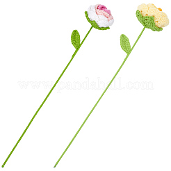 2 Stück 2 Farben Wollgarn künstliche Rose Blume&nbsp;AJEW-GF0013-55B