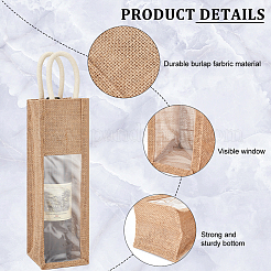 Jute-Weinaufbewahrungsbeutel mit Kordelzug und durchsichtigem PVC-Fenster&nbsp;ABAG-WH0035-052A