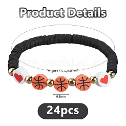 24 bracelet extensible en perles heishi en argile polymère&nbsp;BJEW-DC00018