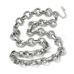 Strukturierte Doppelring-Gliederketten aus 304 Edelstahl&nbsp;NJEW-S453-02P-C