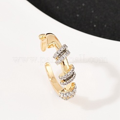 Verstellbare Manschettenringe aus Messing mit Mikropavé und Zirkonia&nbsp;RJEW-C140-08G