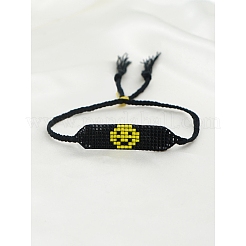 Bracciale a maglia dell'amicizia a fascia larga con semi di vetro per donna&nbsp;BJEW-P269-13B