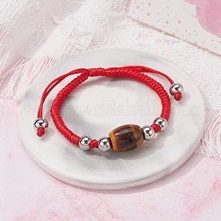 Bracciale in cordoncino di perline naturali con occhio di tigre per lei&nbsp;BJEW-JB07045-01