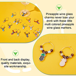 Herbst Ananas Legierung Emaille Weinglas Charms&nbsp;AJEW-GA00016