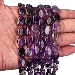 Natürlichen Amethyst flach oval Perlenstränge&nbsp;G-M206-20