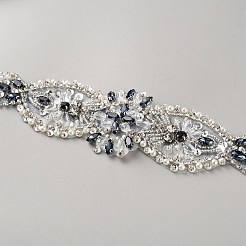 Handgemachte Brautgürtel aus Kristall und Montana-Strass für Brautkleider&nbsp;AJEW-WH20006-233A-03