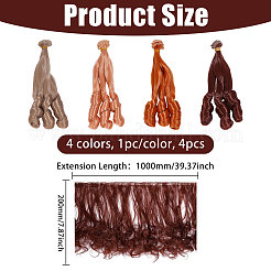 4 stücke 4 farben hohe temperatur faser lange flache lockige frisur puppe perücke haar&nbsp;DOLL-GL0001-04B