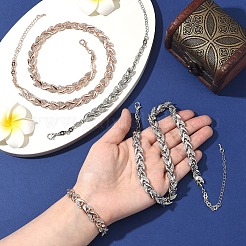 Legierung Kristall Strass Blatt Gliederkette Halsketten & Armbänder Sets&nbsp;SJEW-YWC0002-01RG