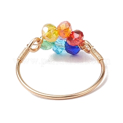 Blumen-Fingerringe aus Glas&nbsp;RJEW-JR00713-01