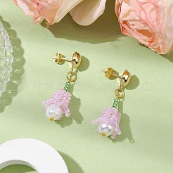 Boucles d'oreilles à tige en perles de verre faites à la main&nbsp;EJEW-MZ00277-04