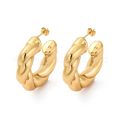 Boucles d'oreilles à tige torsadées en forme de C en acier inoxydable 304 pour femmes&nbsp;LS-EJEW-A125-04G